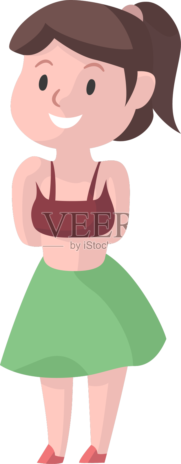 女孩笑裙顶平设计元素图片