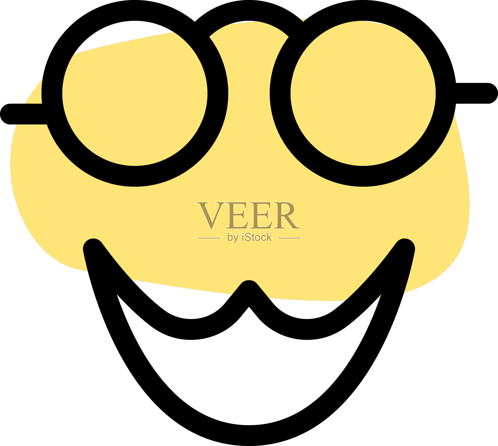 滑稽的大胡子戴着一副圆形眼镜设计元素图片