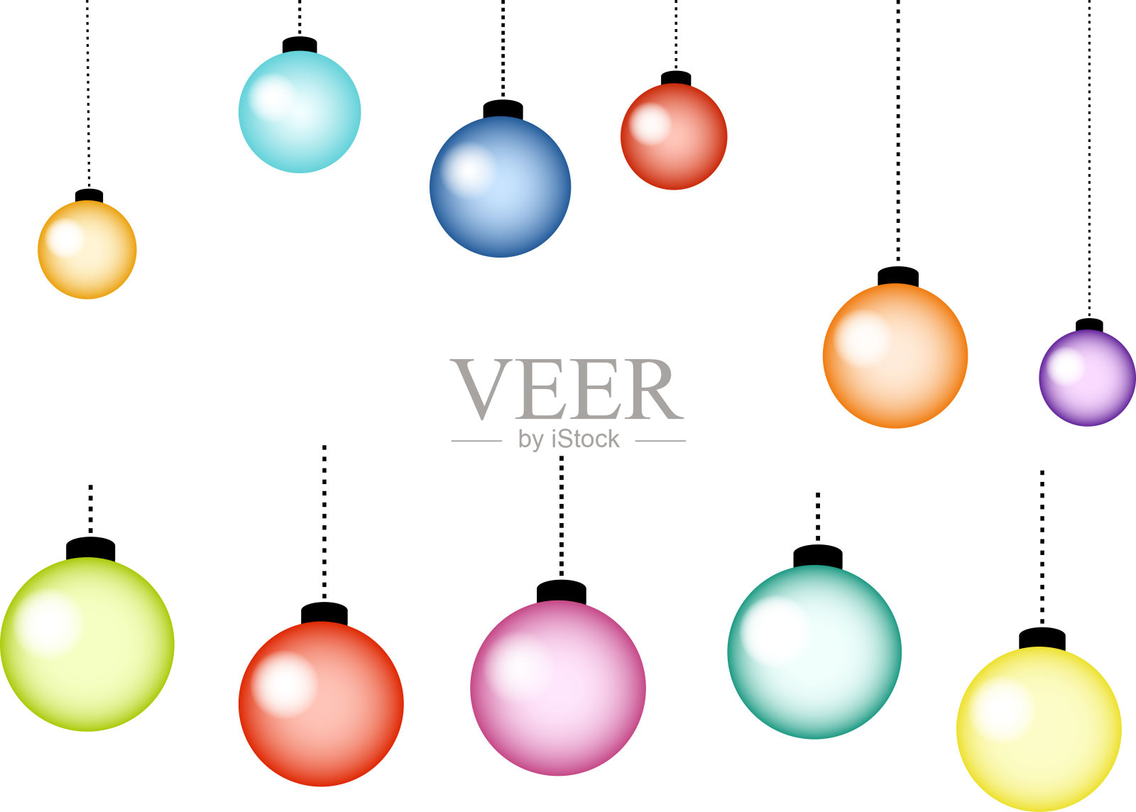 彩色圣诞装饰品插画图片素材