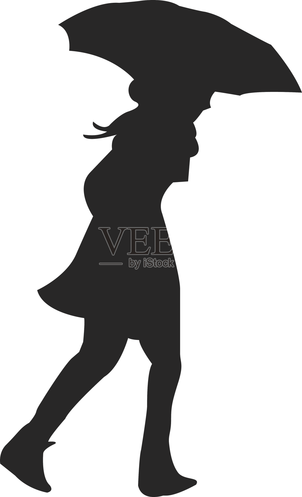 带着伞走的女孩设计元素图片