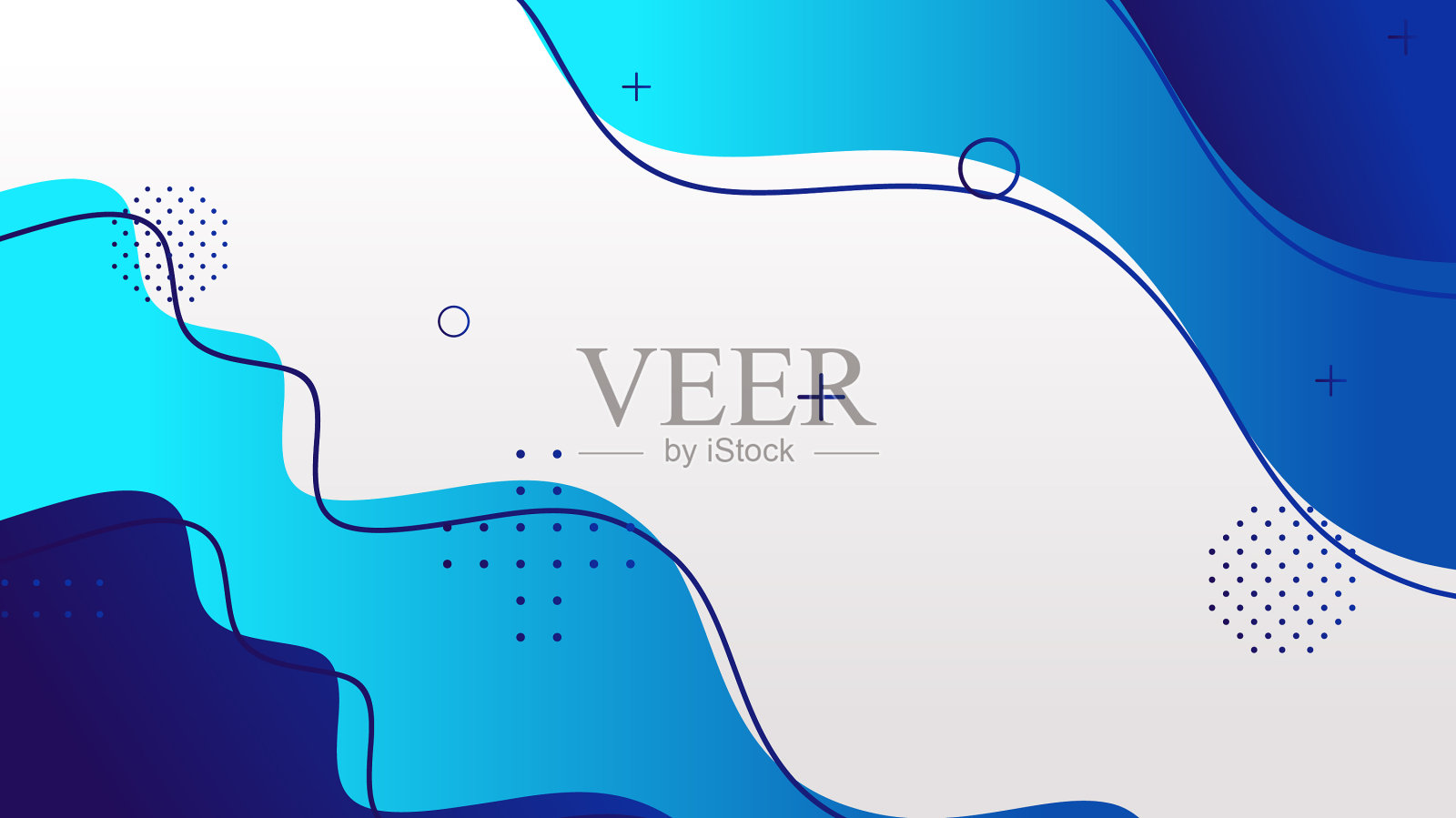 白色和蓝色渐变动态流体形状插画图片素材