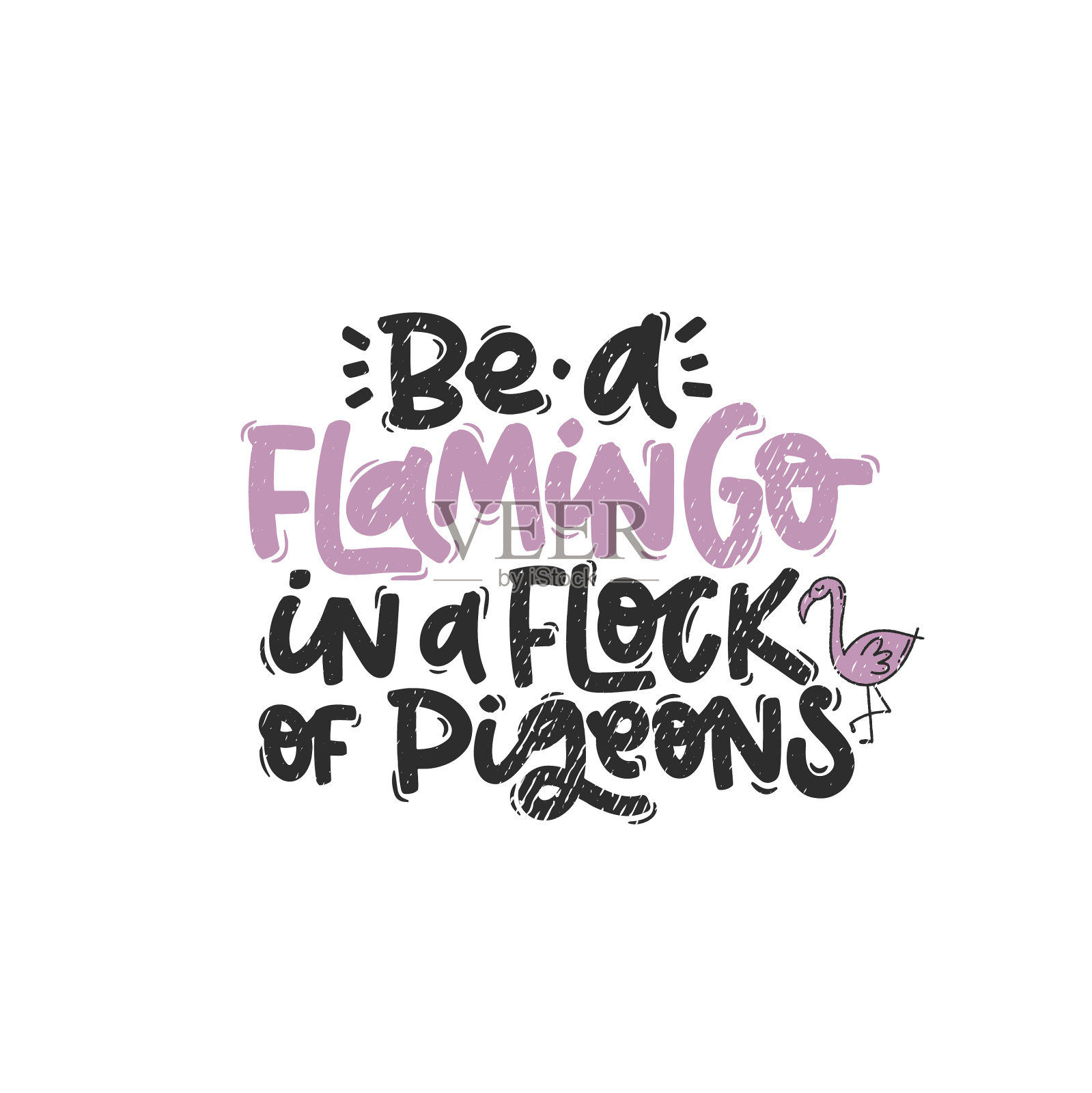 做一群鸽子中的火烈鸟插画图片素材