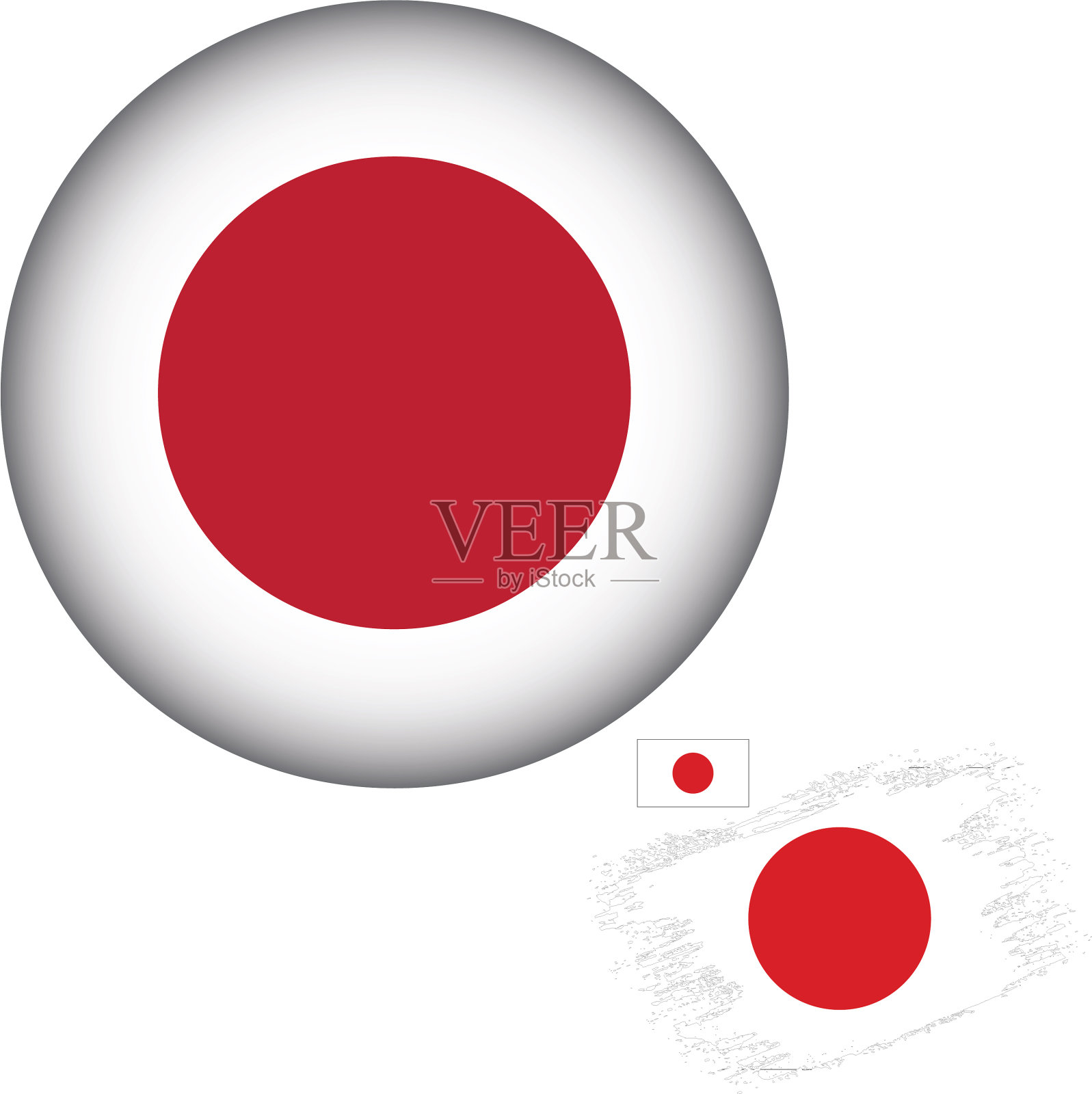 日本圆旗插画图片素材