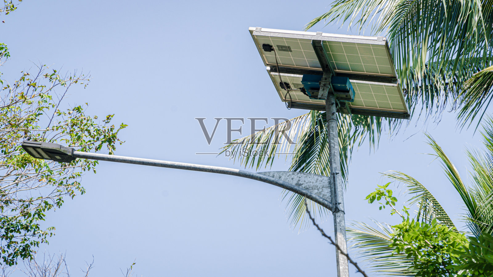 路灯灯杆利用太阳光的能量照片摄影图片