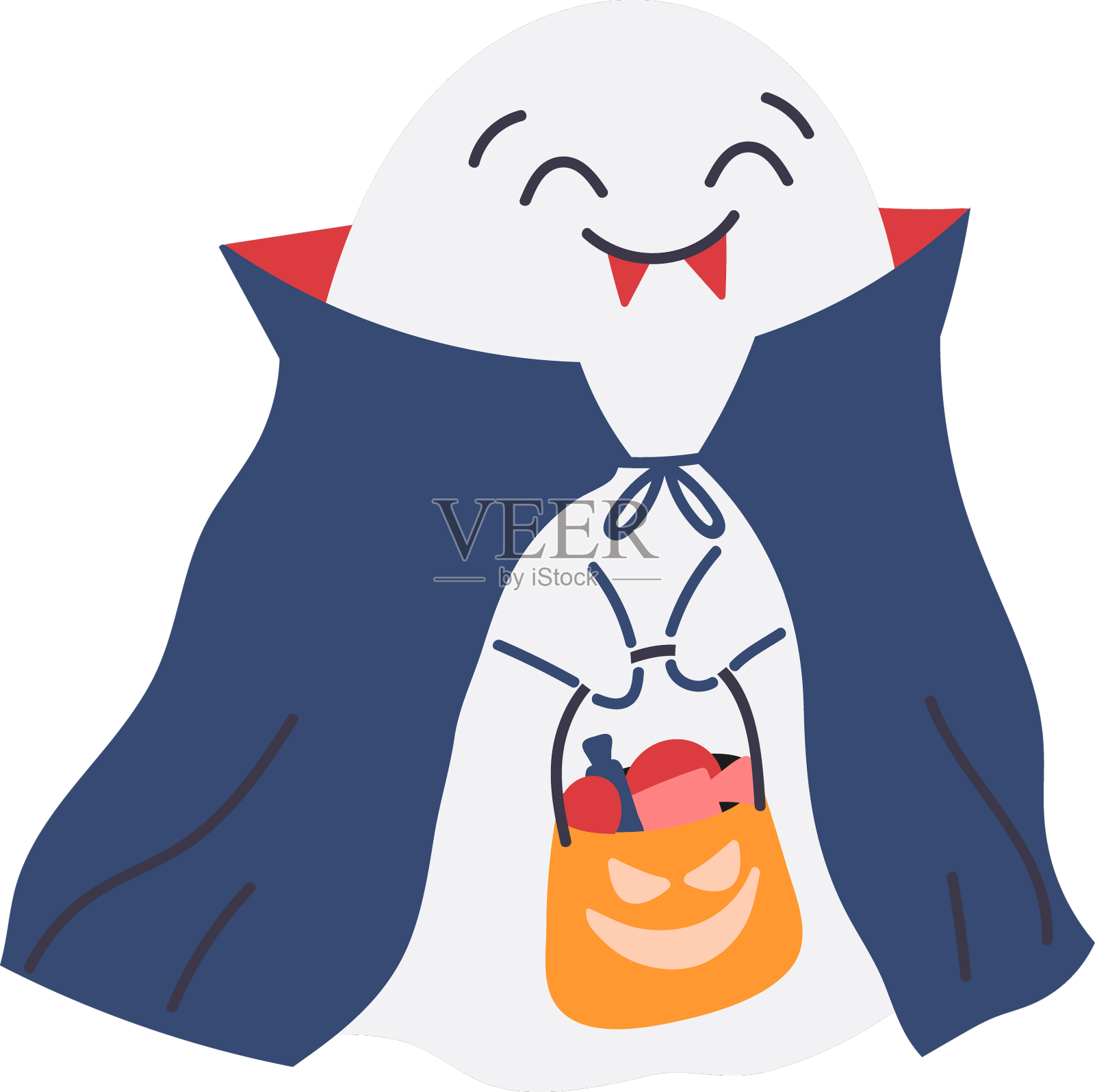 卡哇伊鬼集万圣节字符集设计元素图片