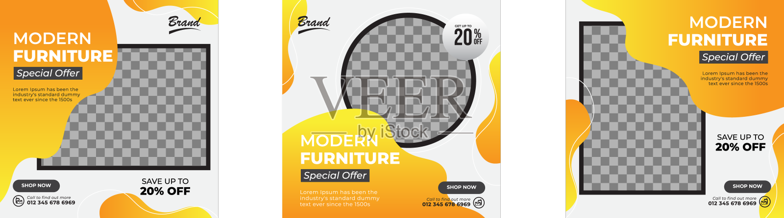 现代家具社交媒体发布模板设计元素图片