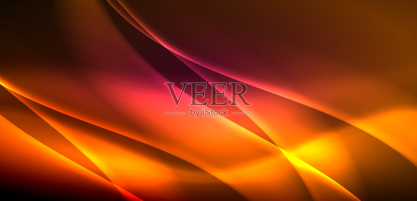 飘渺的霓虹灯下的动态波浪插画图片素材