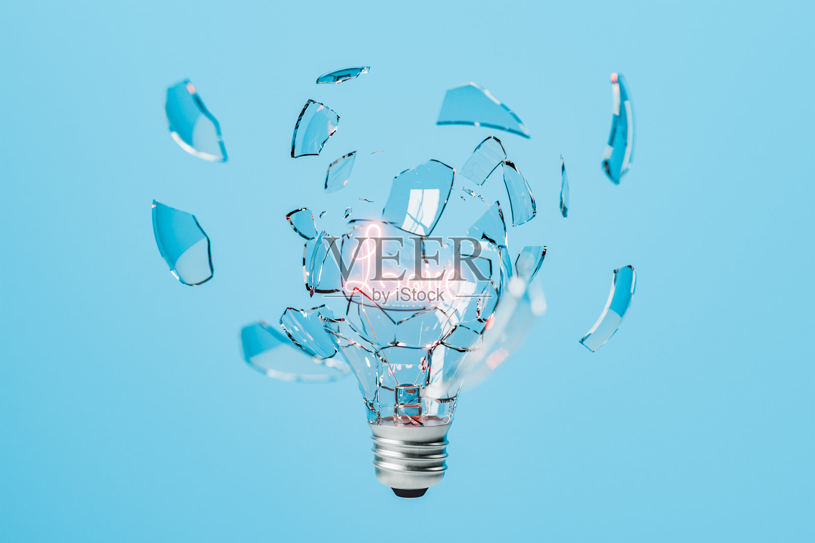 破碎的灯泡与爱丝照片摄影图片