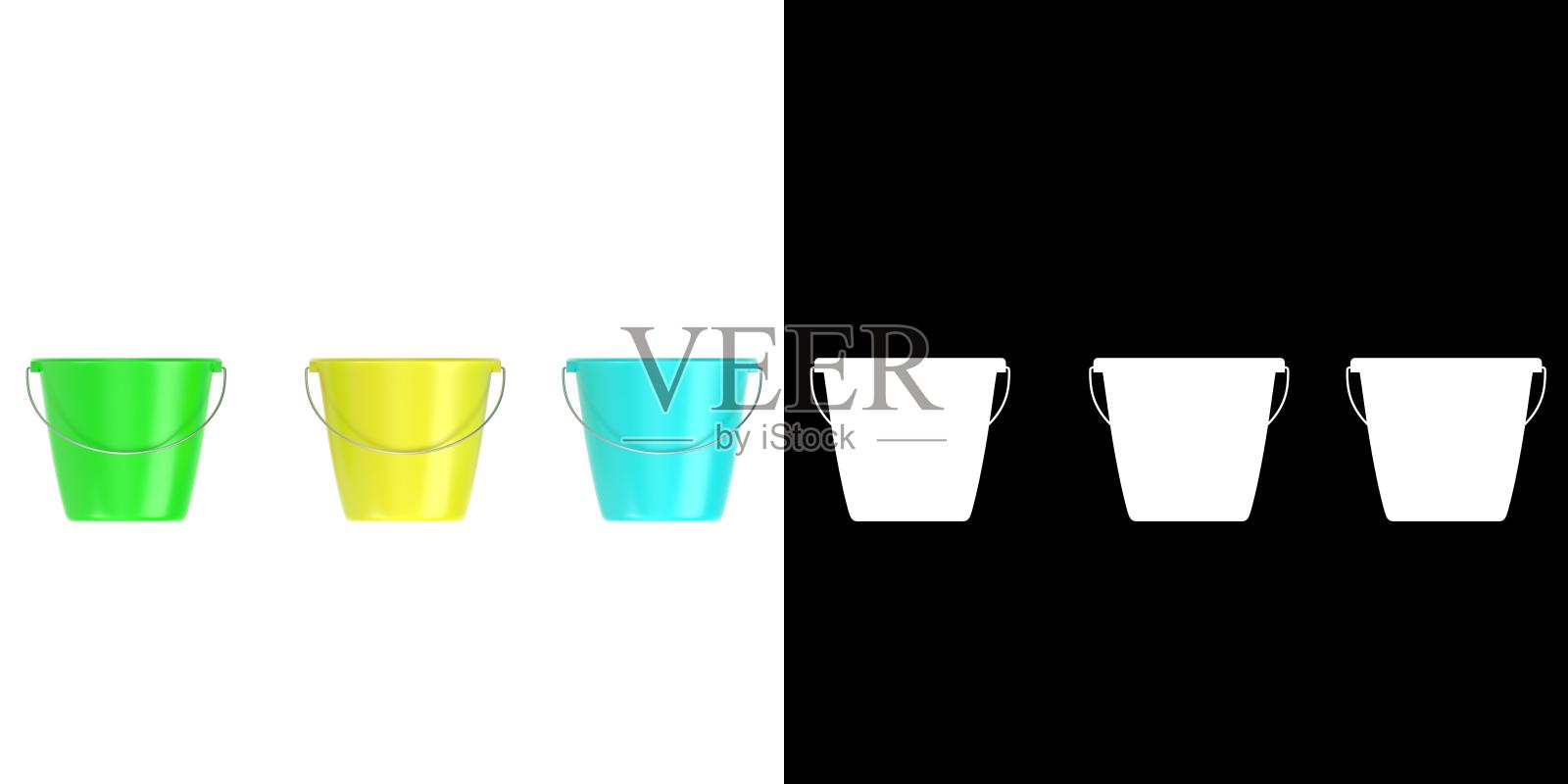 带金属把手的塑料桶照片摄影图片