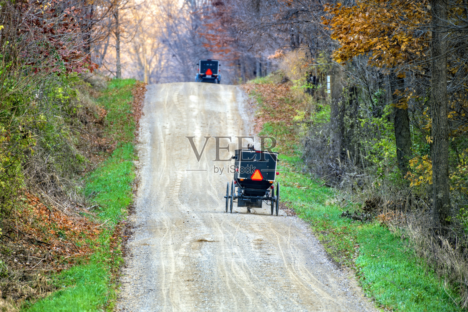两辆四轮马车晚秋照片摄影图片