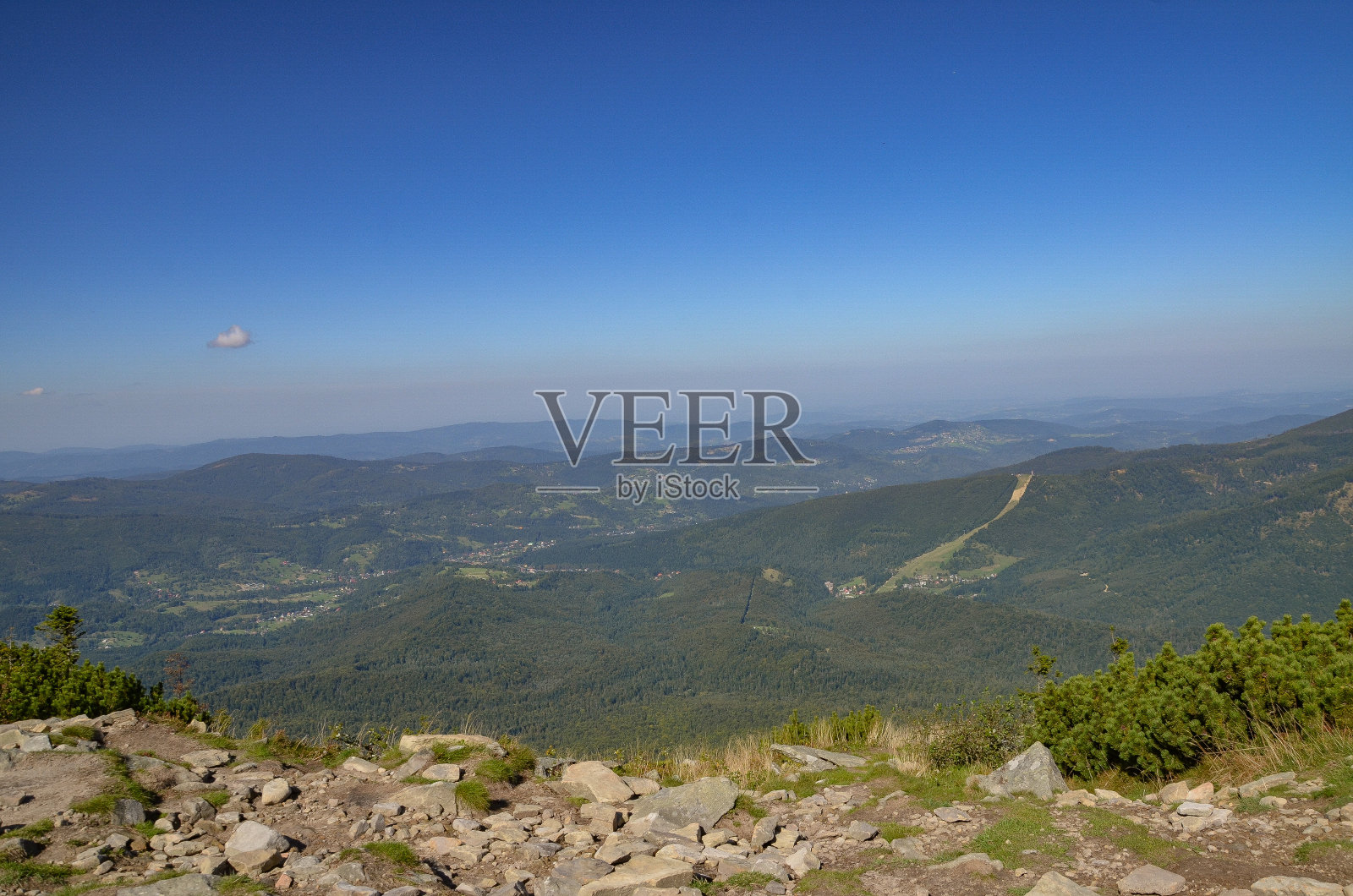 从Krowiarek山口到Babia Góra的小路上风景如画的山景照片摄影图片