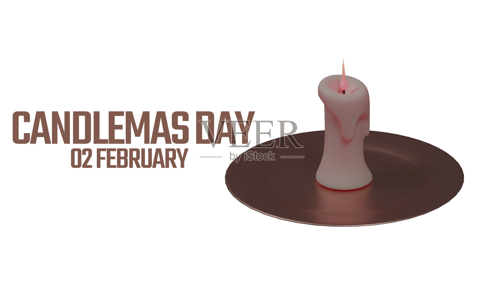 3d渲染现代圣烛节横幅设计与发光的蜡烛和文字。圣烛节背景壁纸插图照片摄影图片