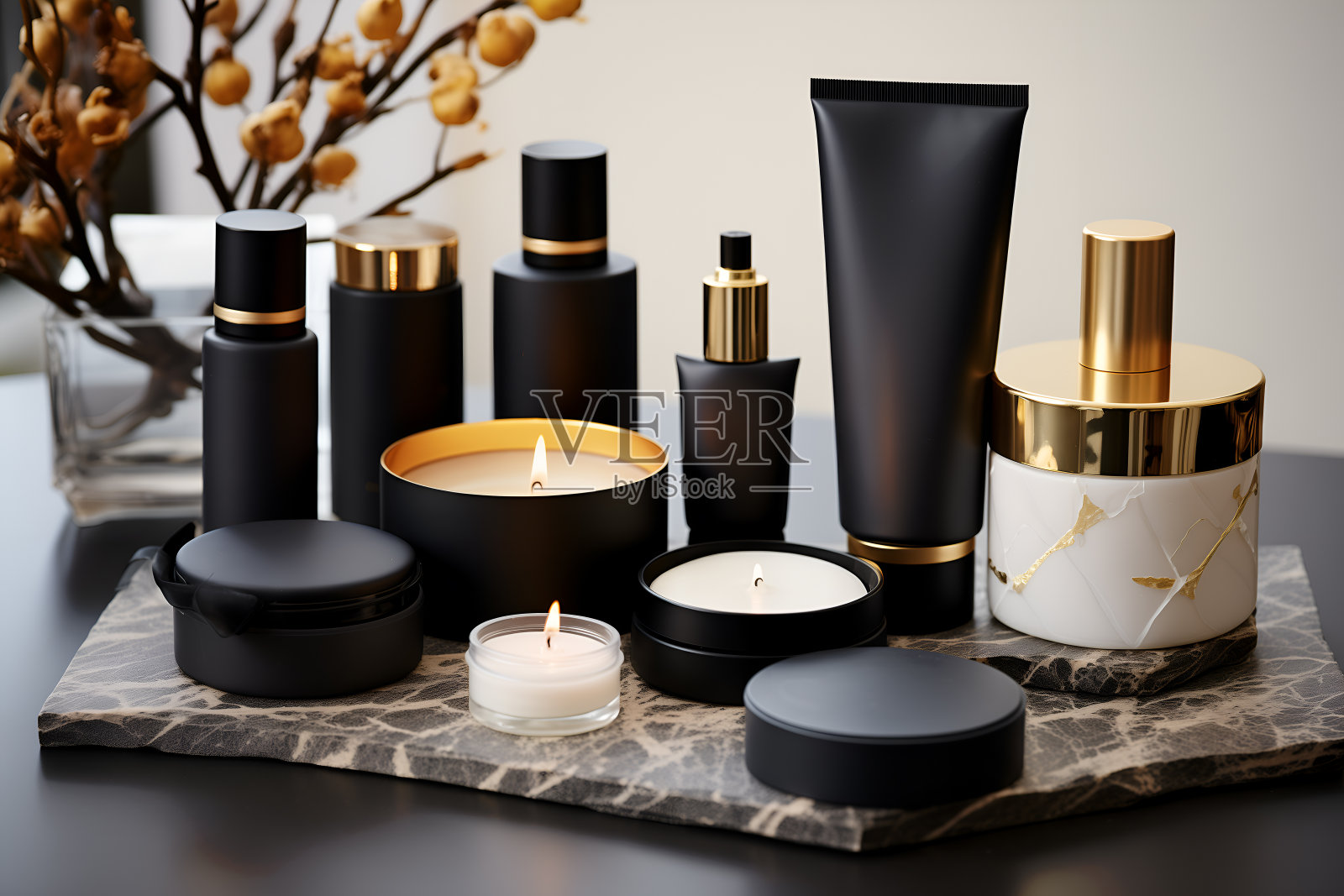 模拟包装化妆品和设施情绪基调板照片摄影图片