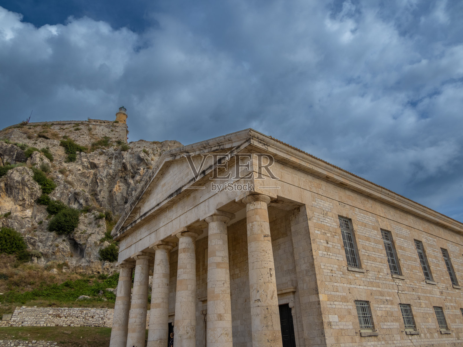 圣乔治教堂在科孚岛的老威尼斯堡垒(KÃ©rkyra或Korkyra)城市，科孚岛，爱奥尼亚海，希腊西北部照片摄影图片