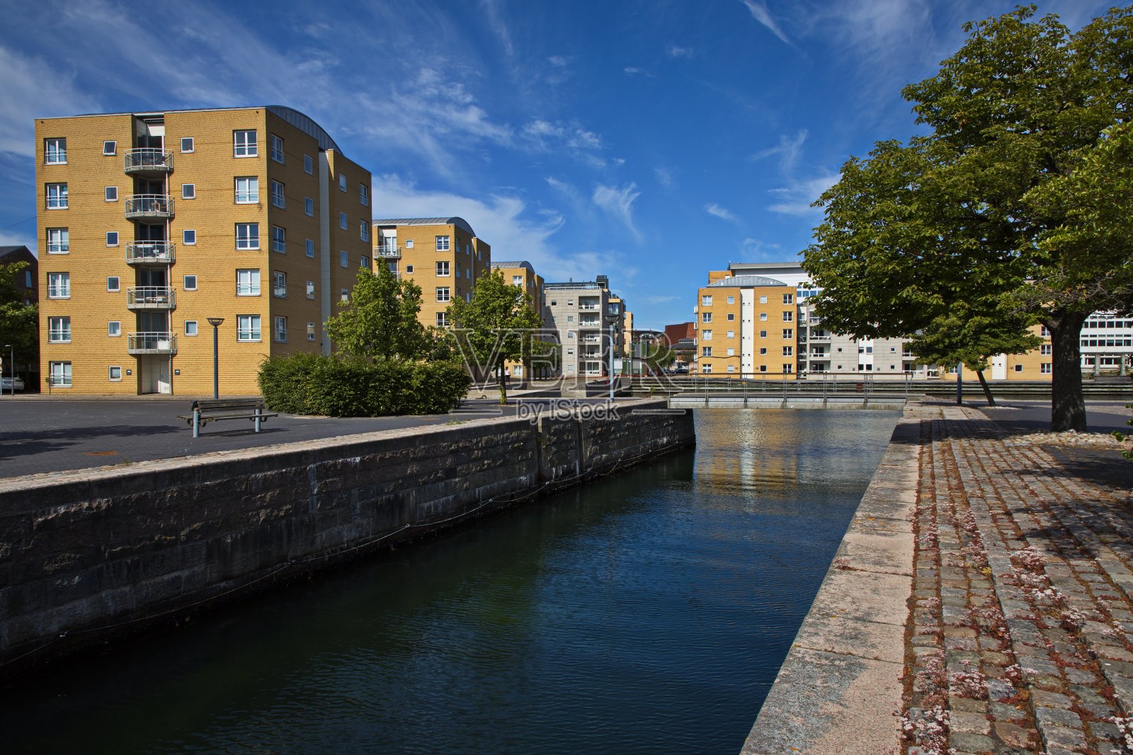 丹麦哥本哈根Ostbassin的现代定居点，欧洲，北欧照片摄影图片