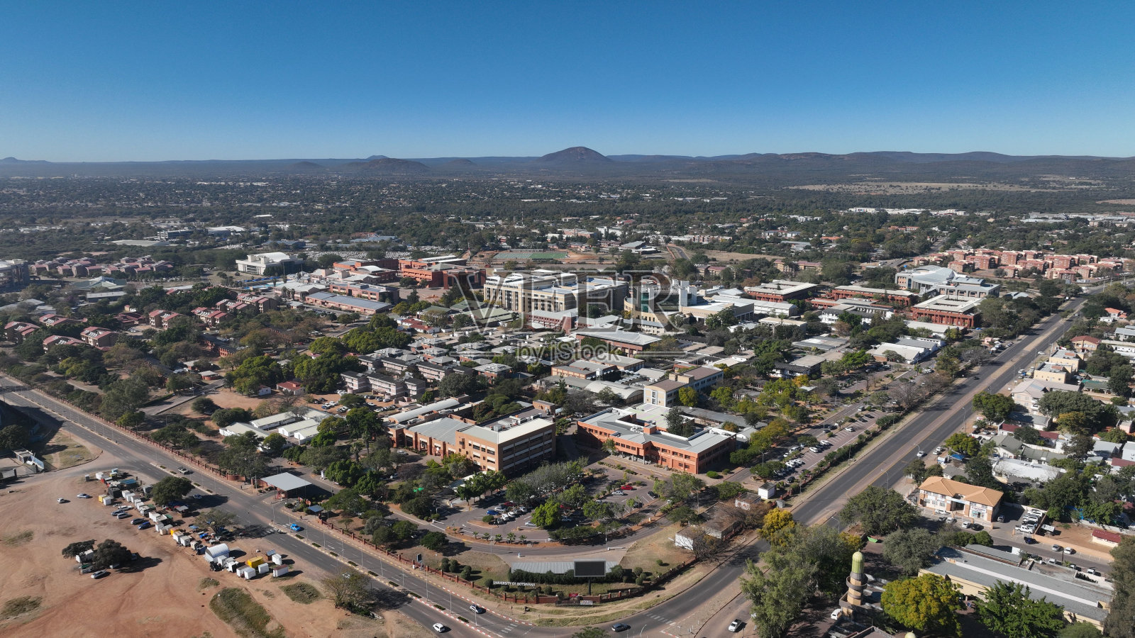 UB空中哈博罗内，博茨瓦纳，非洲照片摄影图片