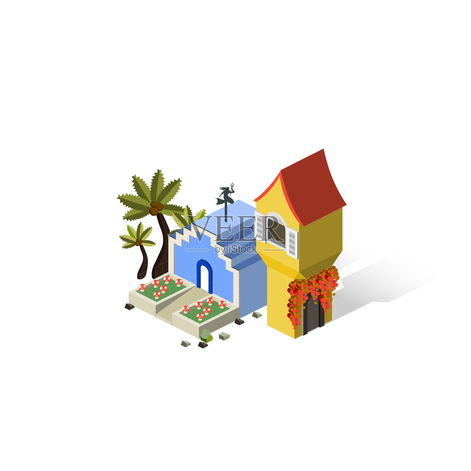 等长欧洲房屋-欧洲建筑-西班牙小镇-欧洲村庄-目的地欧洲-旅游景点-地点-欧洲的地方-访问西班牙-欧洲建筑-旅游租赁-访问葡萄牙-葡萄牙建筑插画图片素材