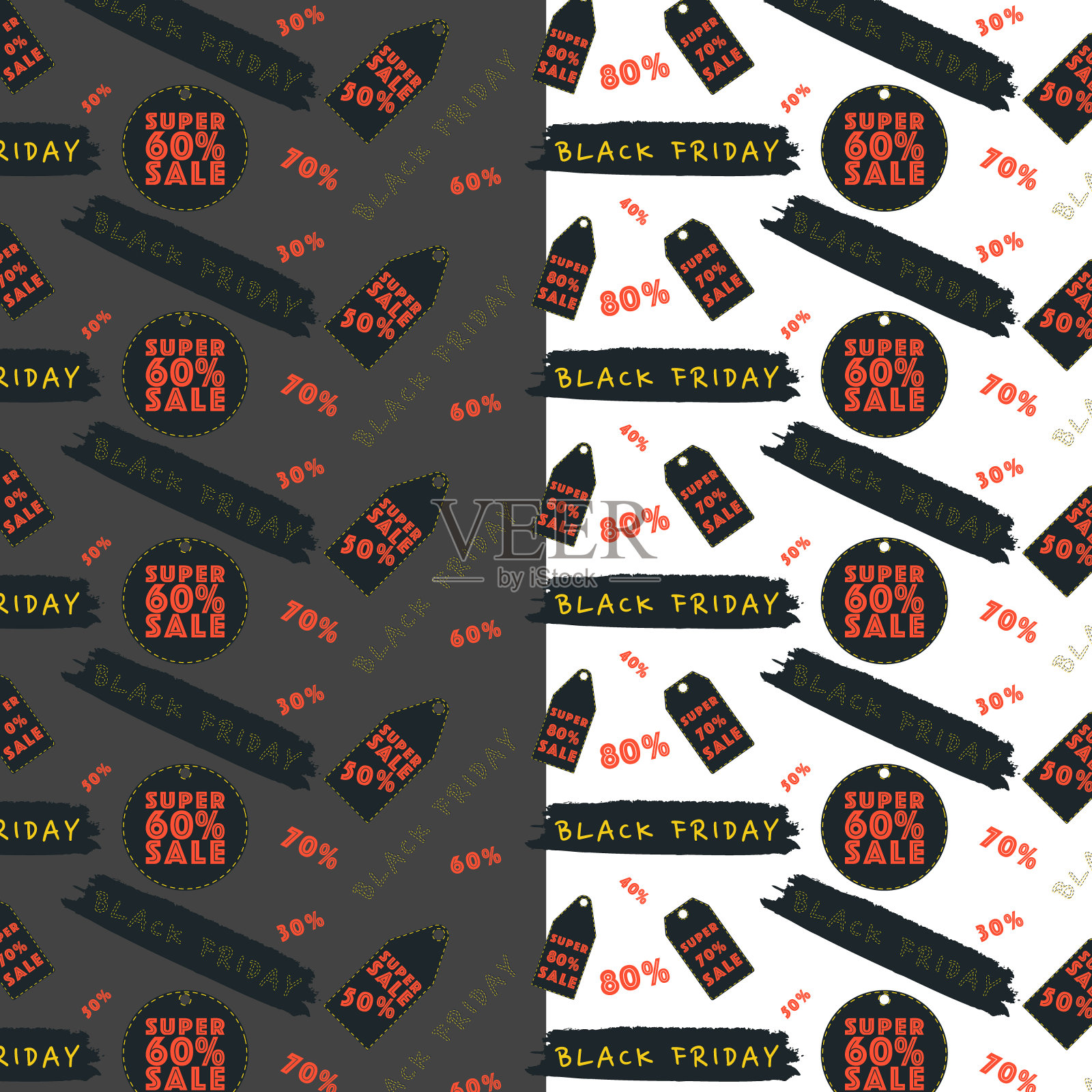 模式。“黑色星期五”。超级销售。插画图片素材