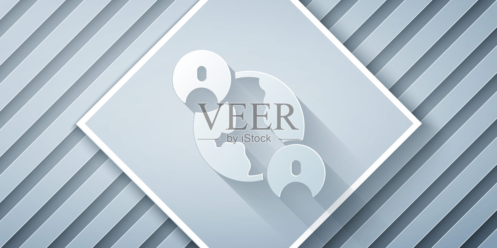 剪纸最好的朋友或最好的朋友永远图标孤立的灰色背景。纸艺风格。向量插画图片素材