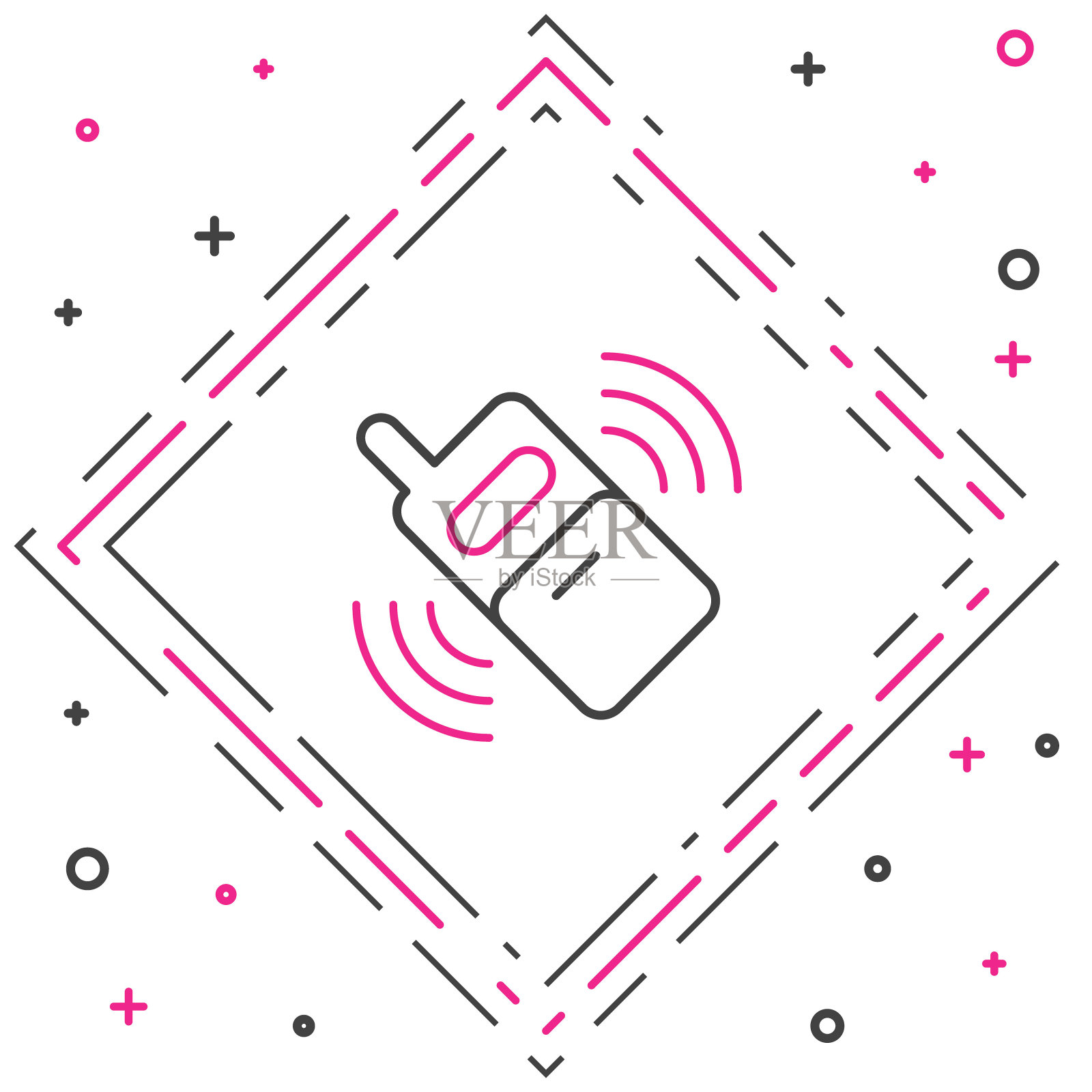 Line智能手机，手机图标孤立在白色背景上。色彩缤纷的轮廓概念。向量插画图片素材