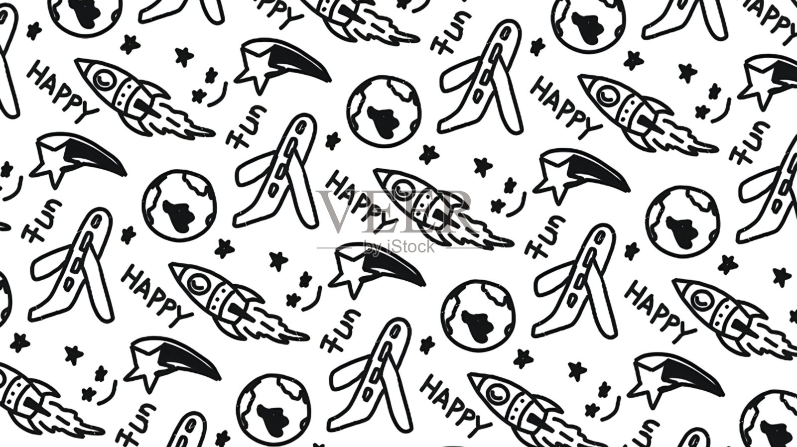 空间梦想无缝图案儿童穿。插画图片素材