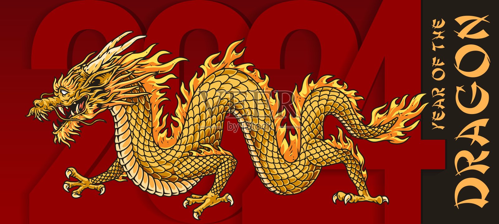 新年龙贴纸五颜六色插画图片素材