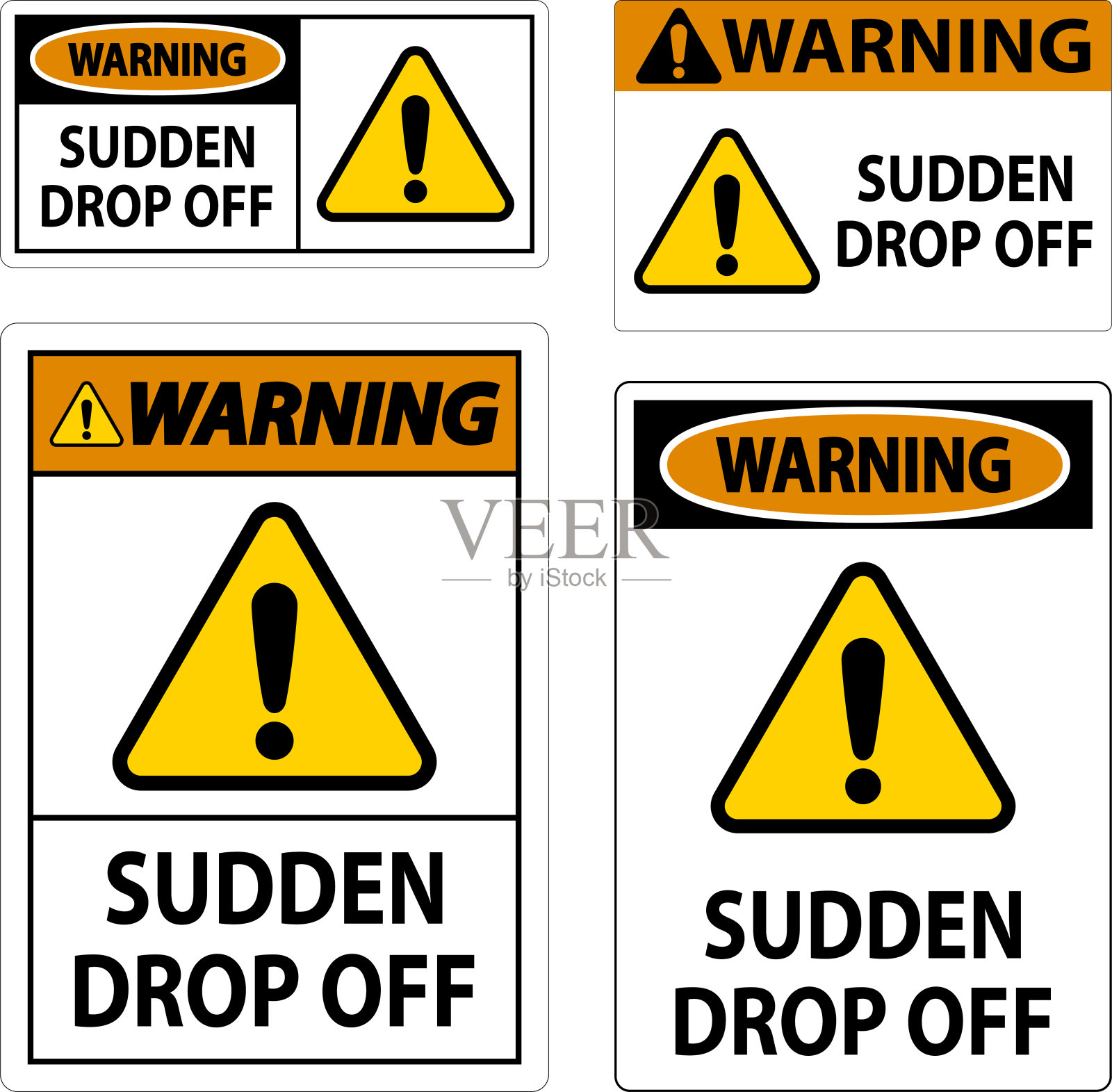 警告标志突然下降插画图片素材