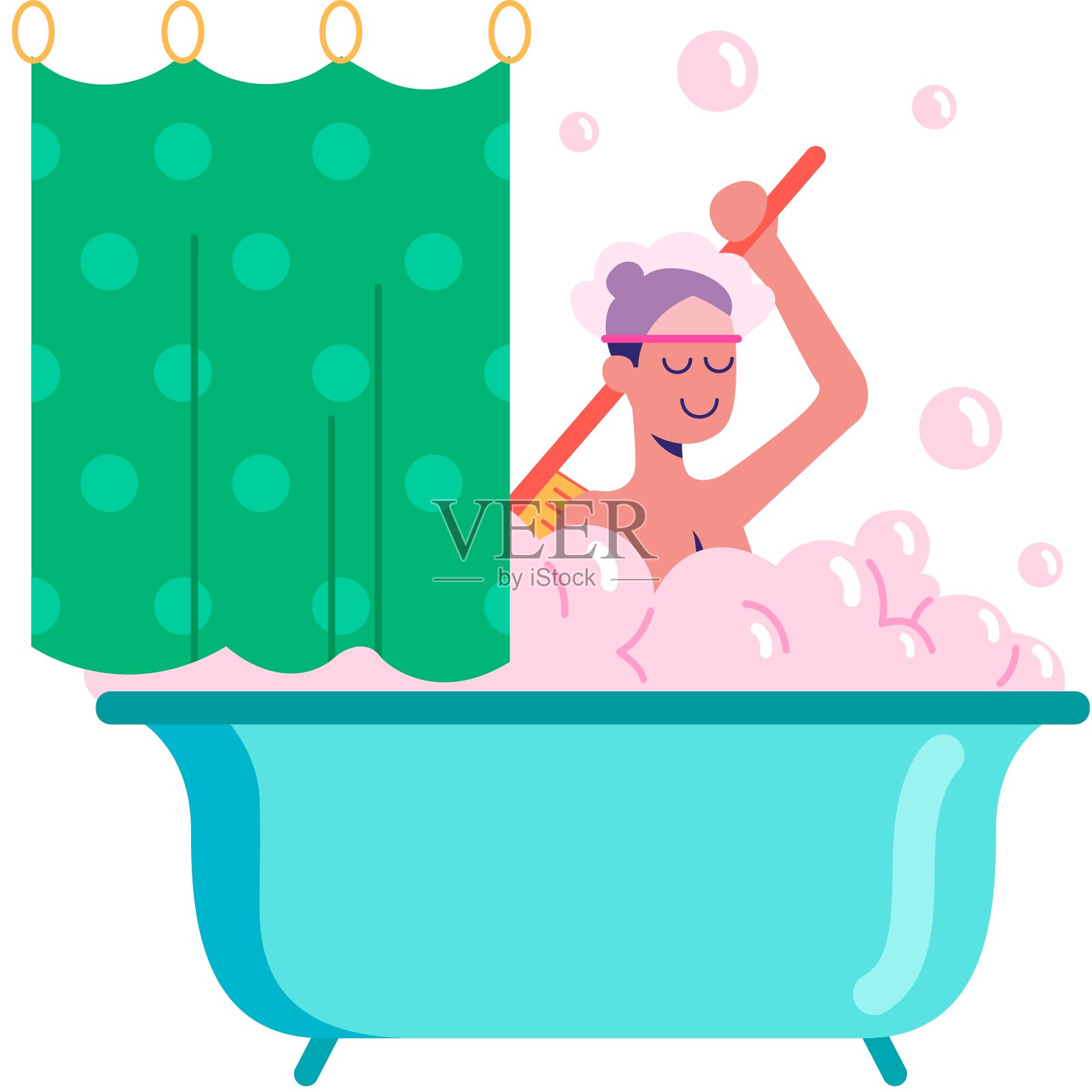 女人洗澡矢量图标隔离在白色插画图片素材