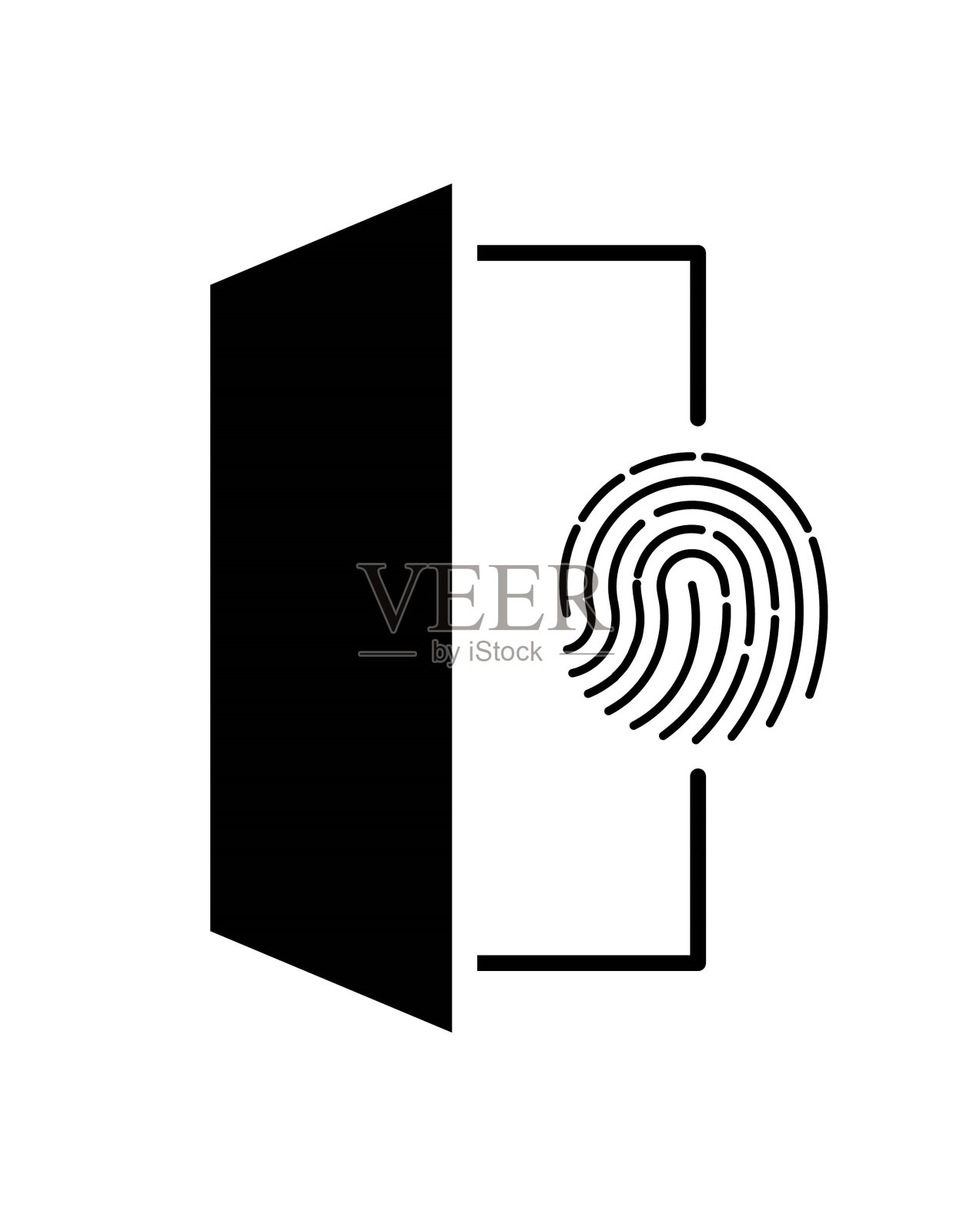 门与指纹图标，矢量最好的平面图标。插画图片素材