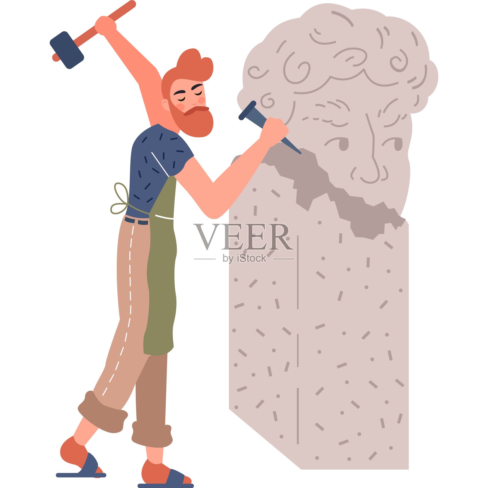 有才华的人雕塑家矢量图标孤立的白色插画图片素材