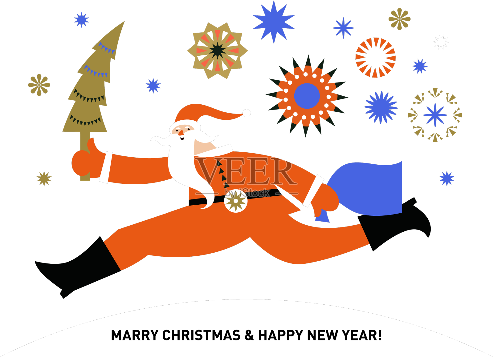 圣诞和新年贺卡有趣的圣诞老人设计元素图片