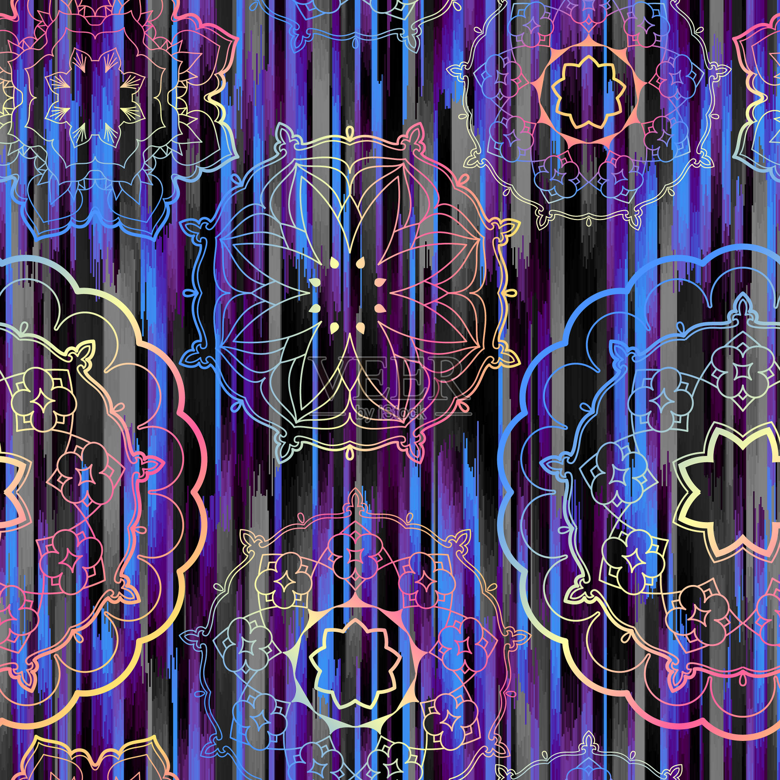 无缝的背景图案抽象曼陀罗插画图片素材