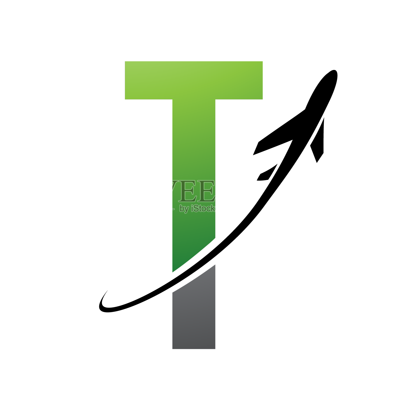 绿色和黑色的未来主义字母t图标设计元素图片
