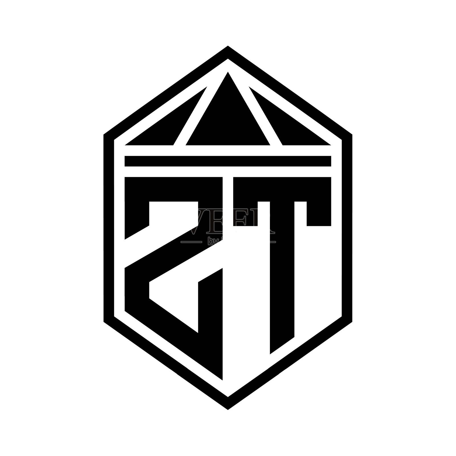 Zt字母标志字母组合简单的六角形盾牌设计元素图片