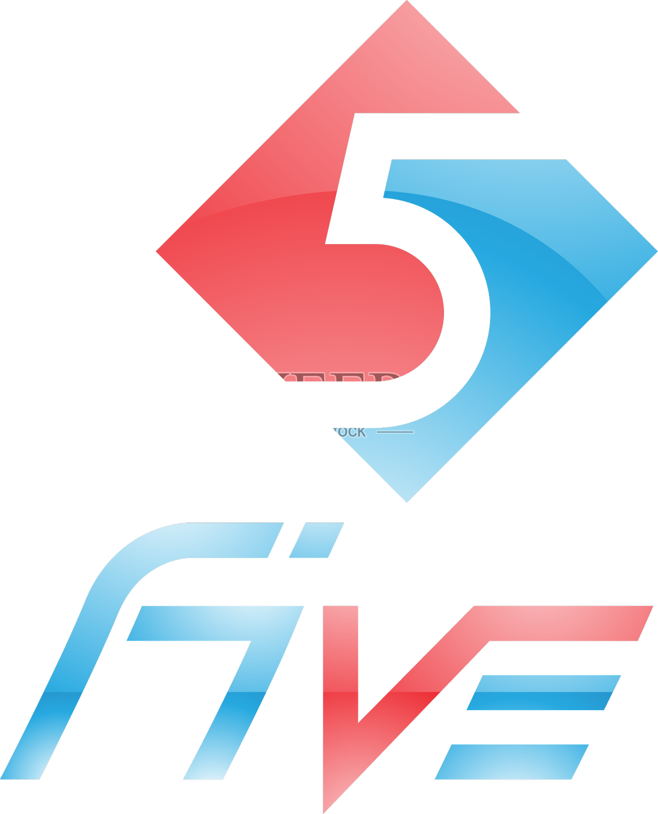 彩色光滑的数字5图标在一个黑色设计元素图片