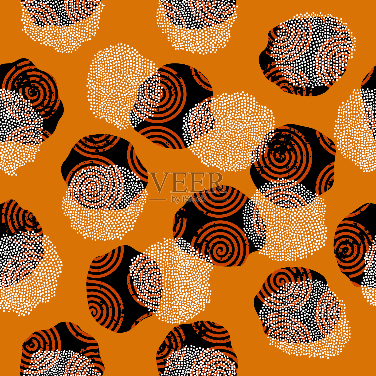 民族部落图案无缝衔接的艺术形象插画图片素材