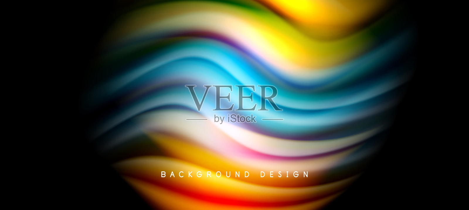 彩虹色波浪线上的黑色科技或插画图片素材