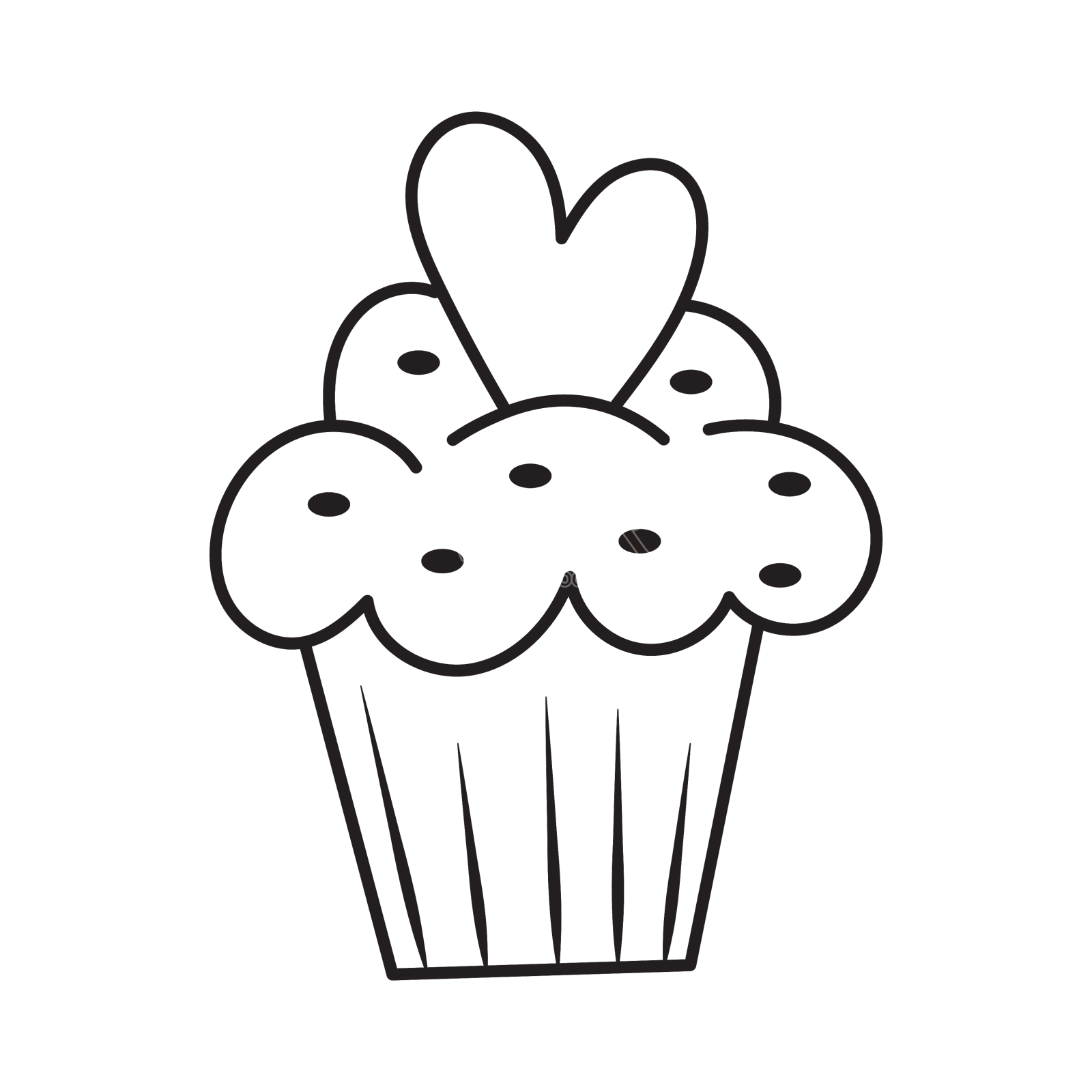 手绘涂鸦风格的纸杯蛋糕设计元素图片