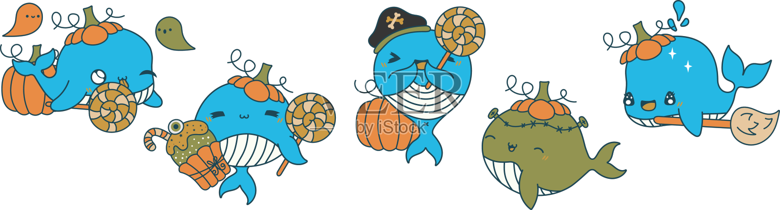 万圣节鲸鱼艺术集设计元素图片