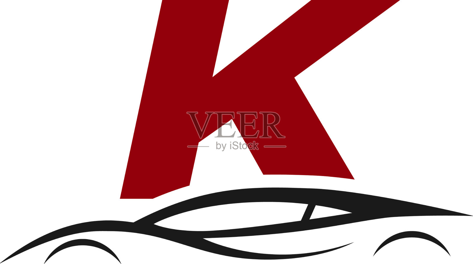 字母k标志与汽车插画图片素材