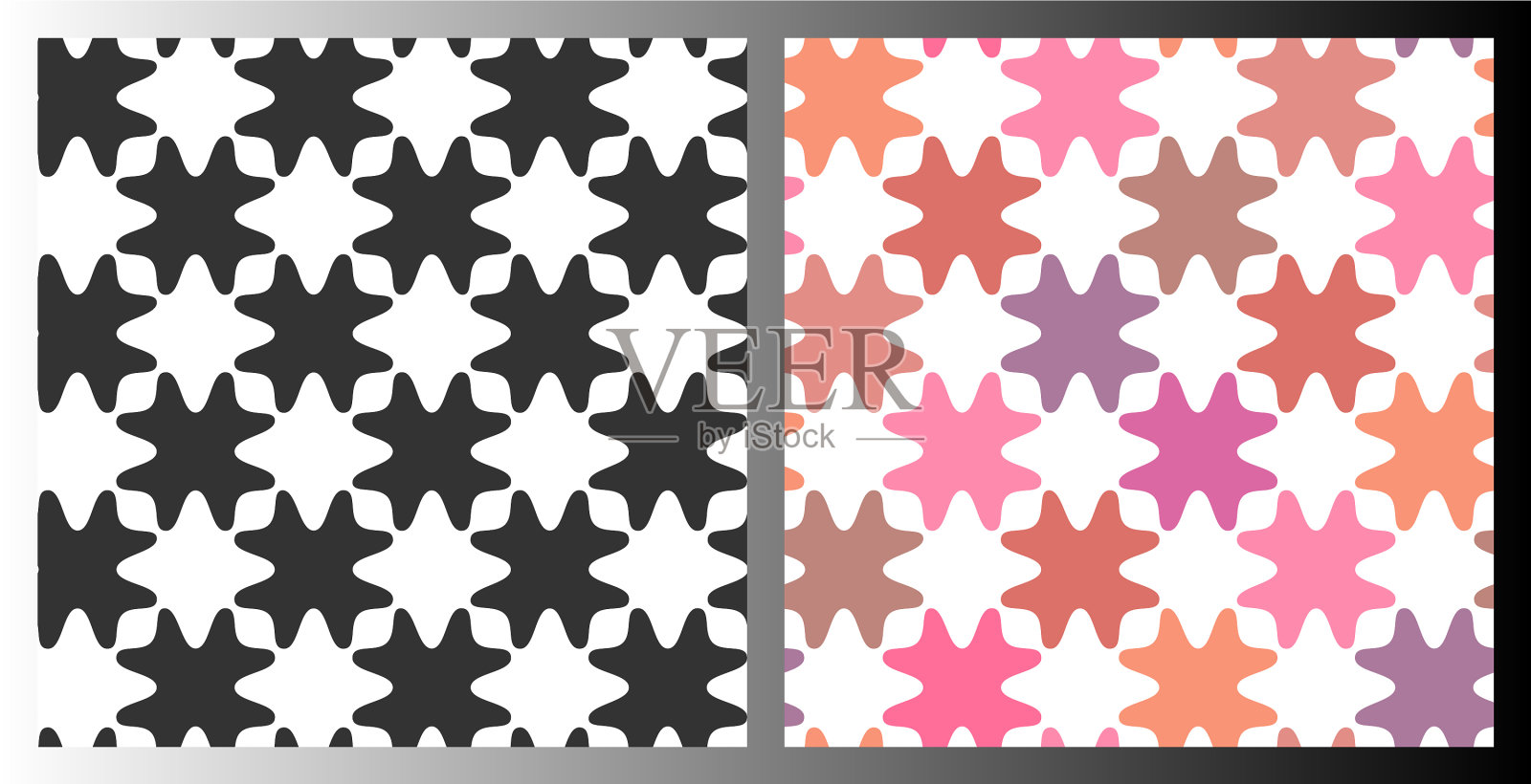 方格几何网格无缝图案集插画图片素材