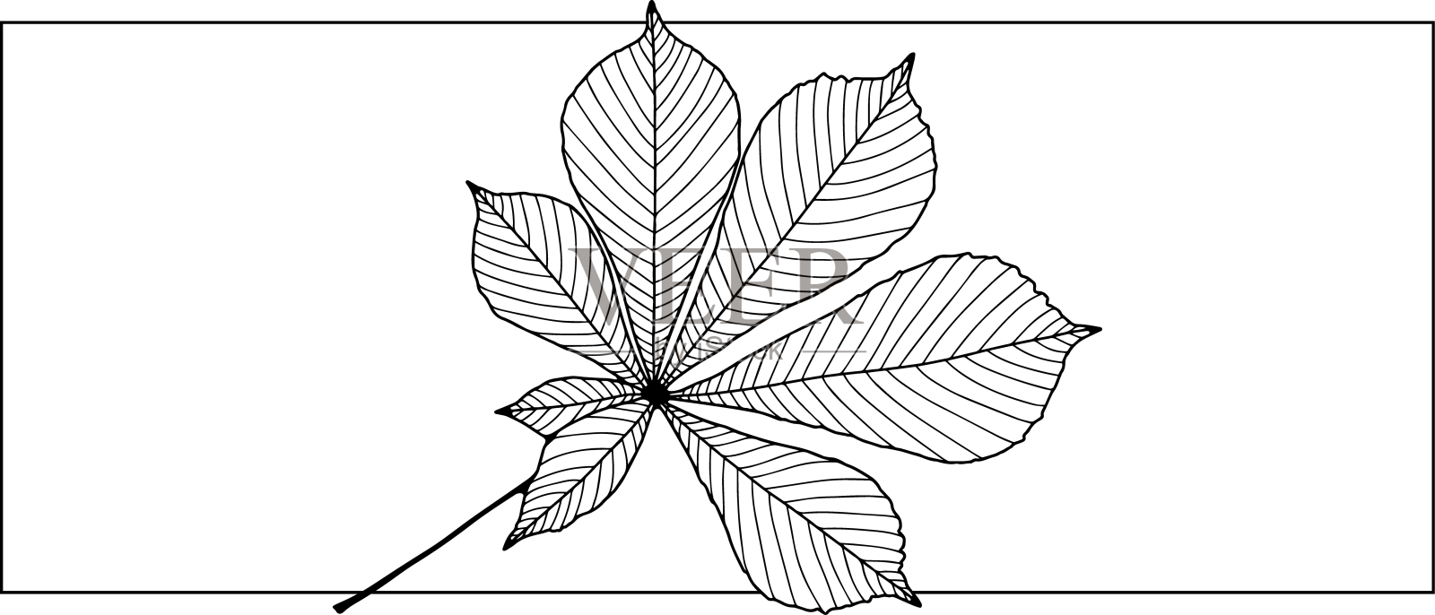 大栗叶的黑色轮廓设计元素图片