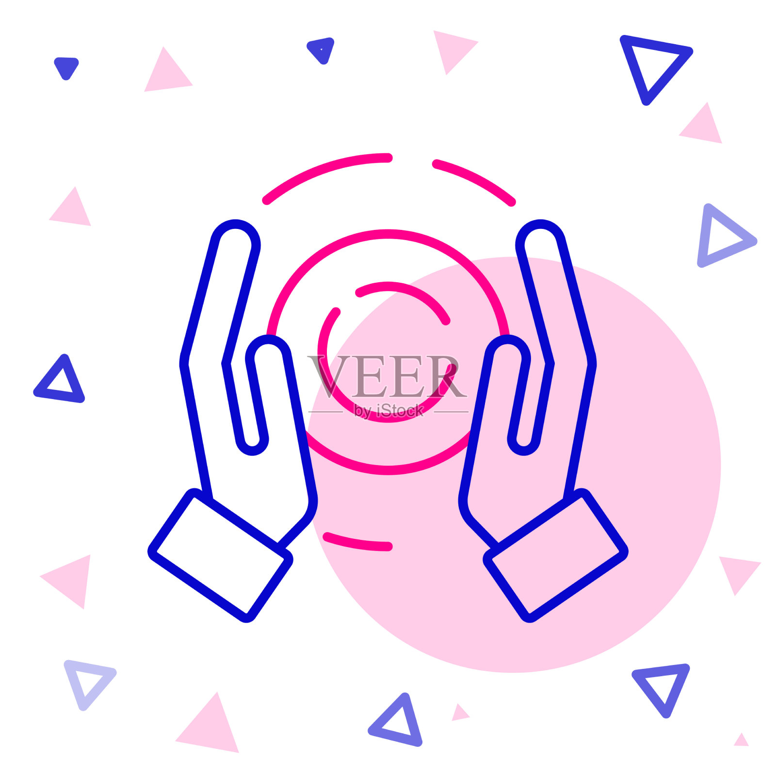 线魔术球上的手图标孤立在白色插画图片素材