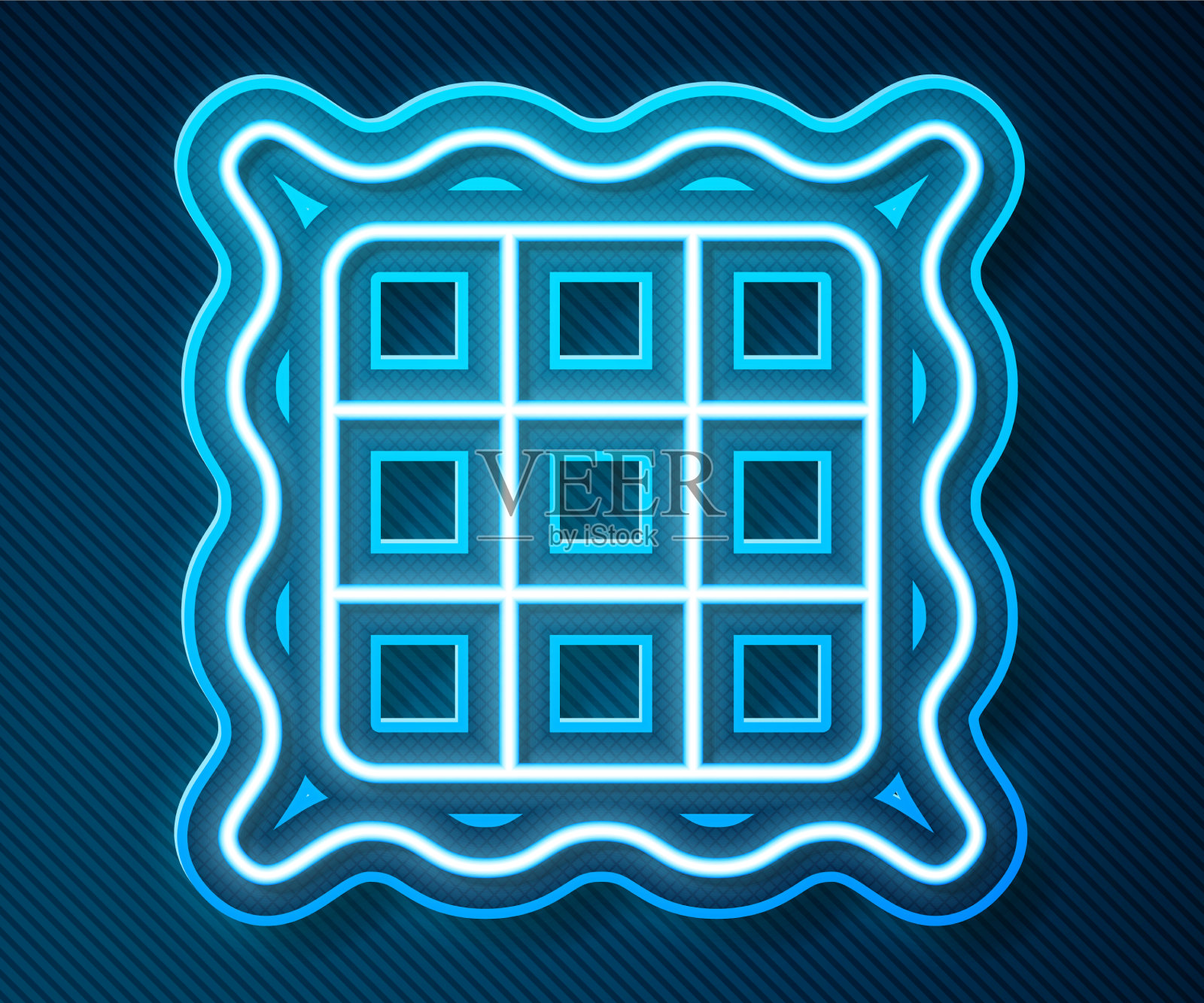 发光的霓虹线方格餐巾图标孤立插画图片素材