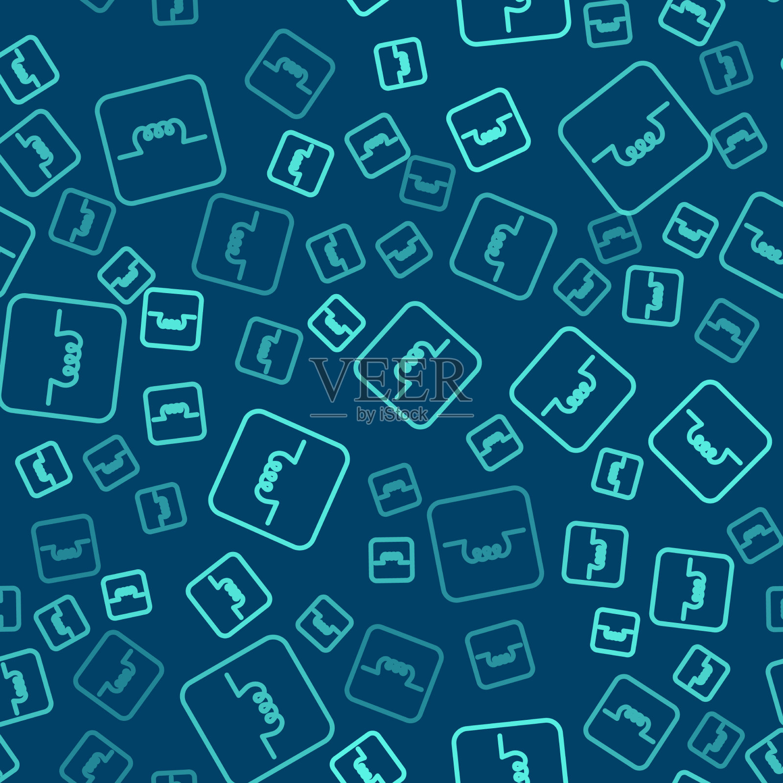 电子电路图标中的绿线电感器插画图片素材