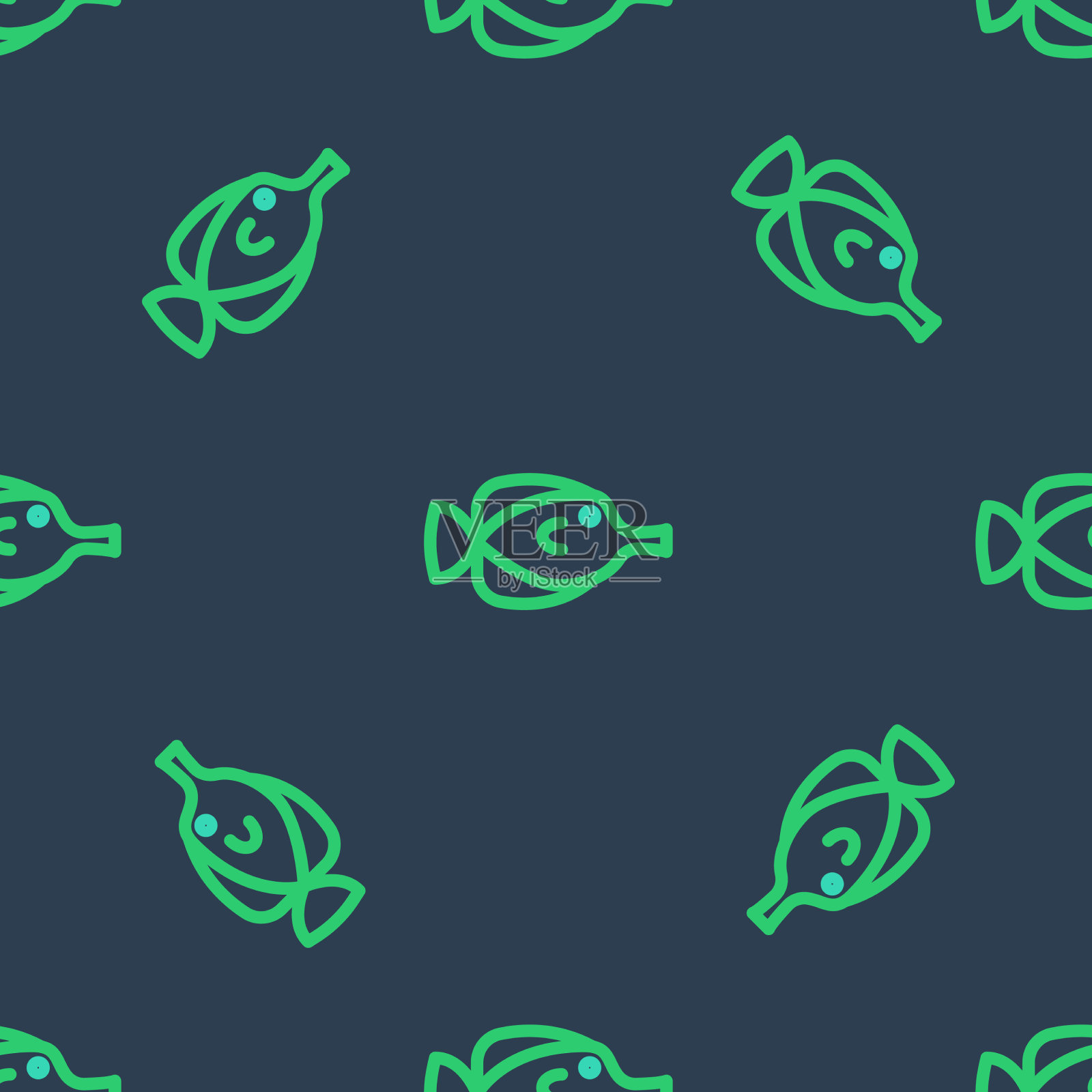 线蝶鱼图标隔离无缝插画图片素材