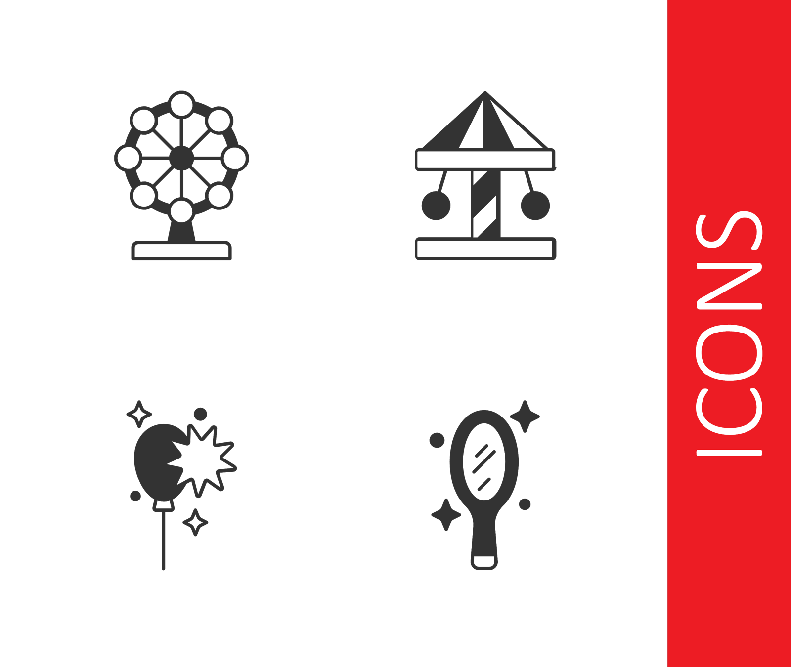 设置魔术手镜摩天轮气球设计元素图片