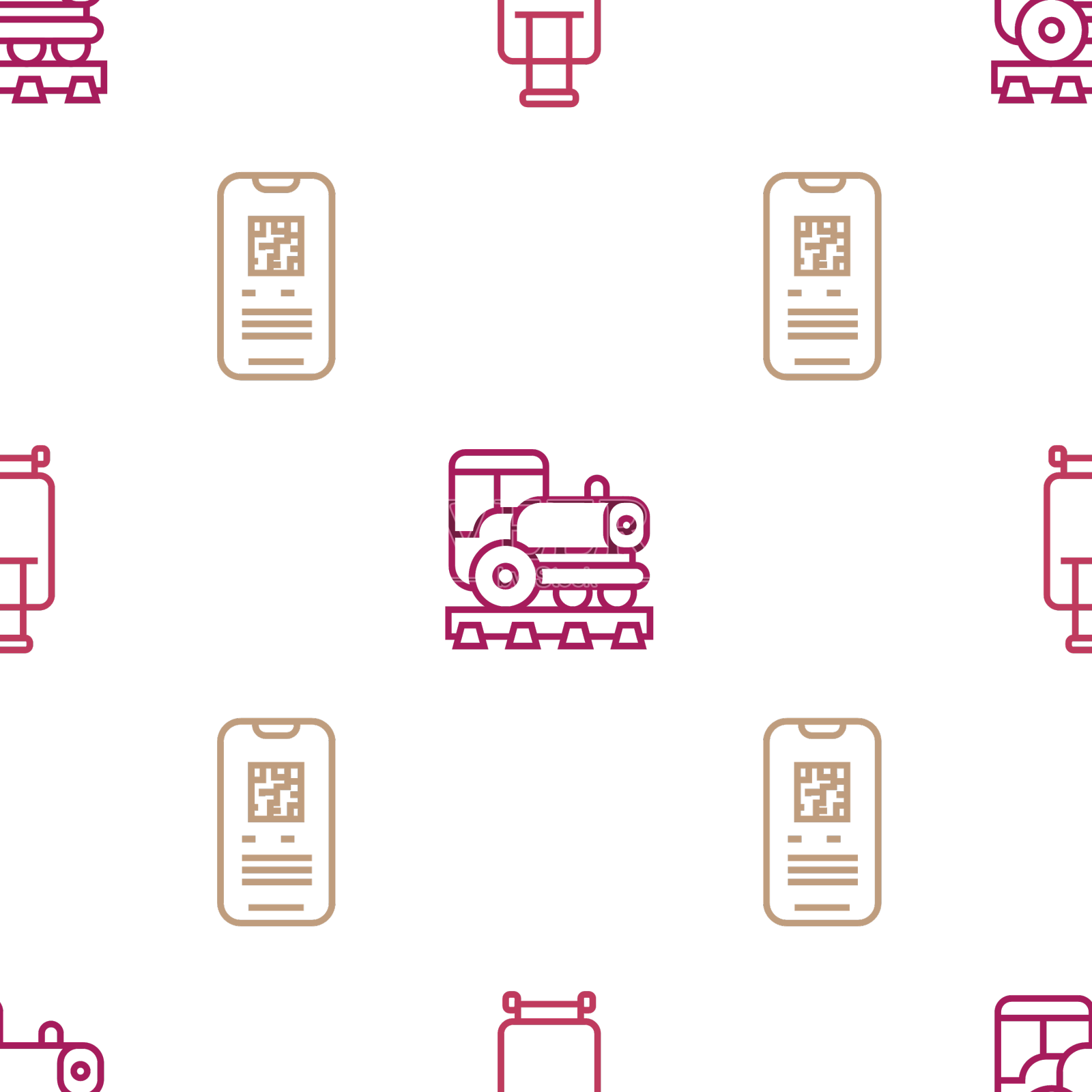 定线行李箱电子票火车和复古设计元素图片