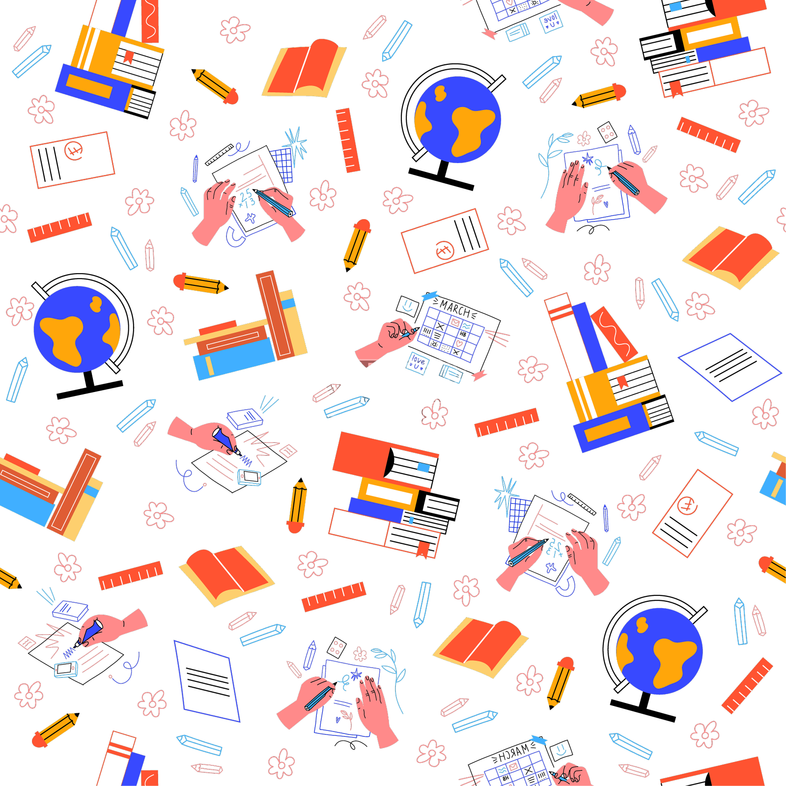 无缝图案与学校项目教育设计元素图片