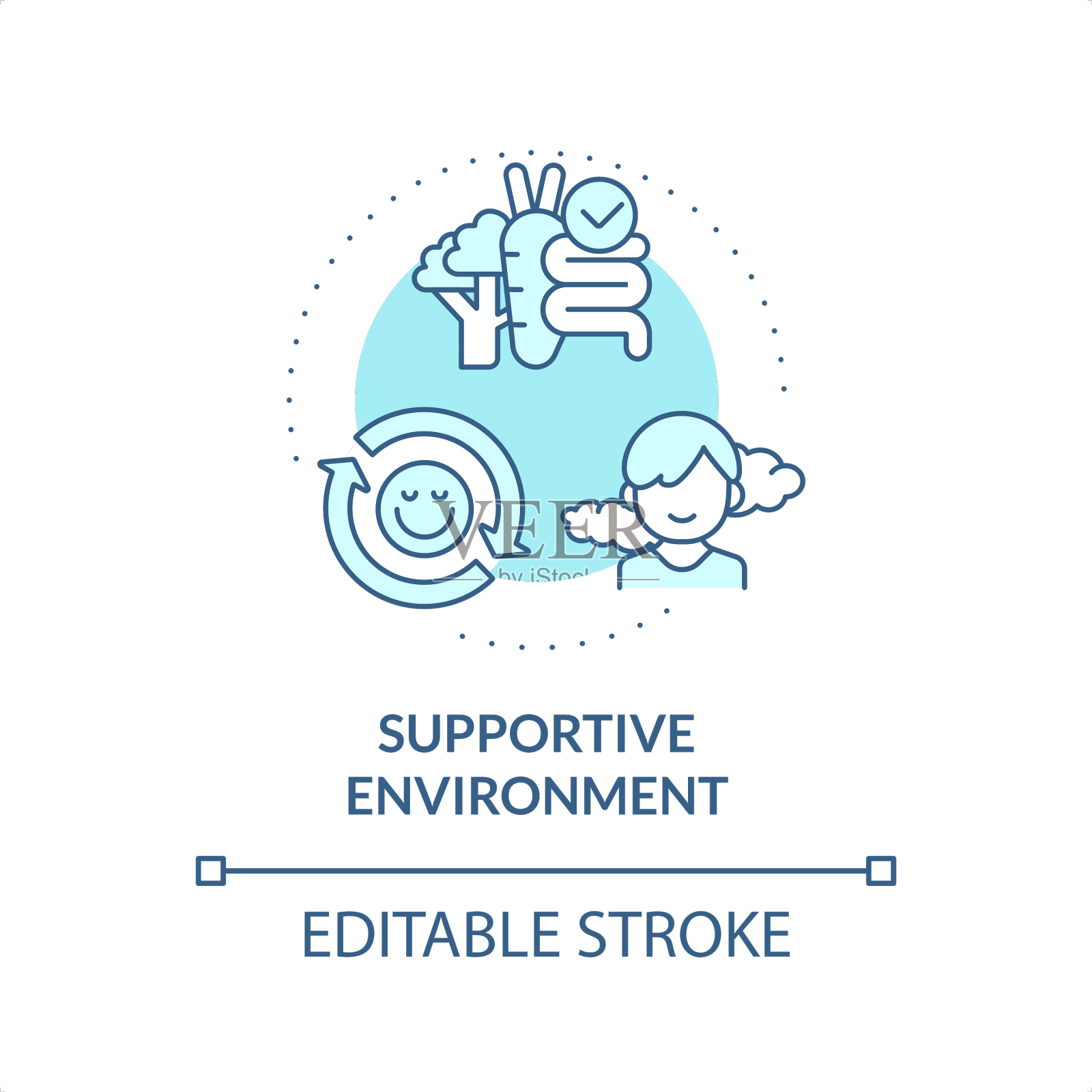 2d细线蓝色图标支持环境设计元素图片